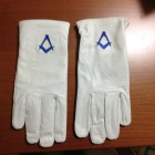 guanti pelle con ricamo blu